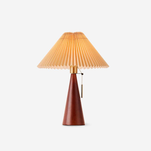 Nordic Pleated Table Lamp with Accordion Shade - Elegant Walnut Finish