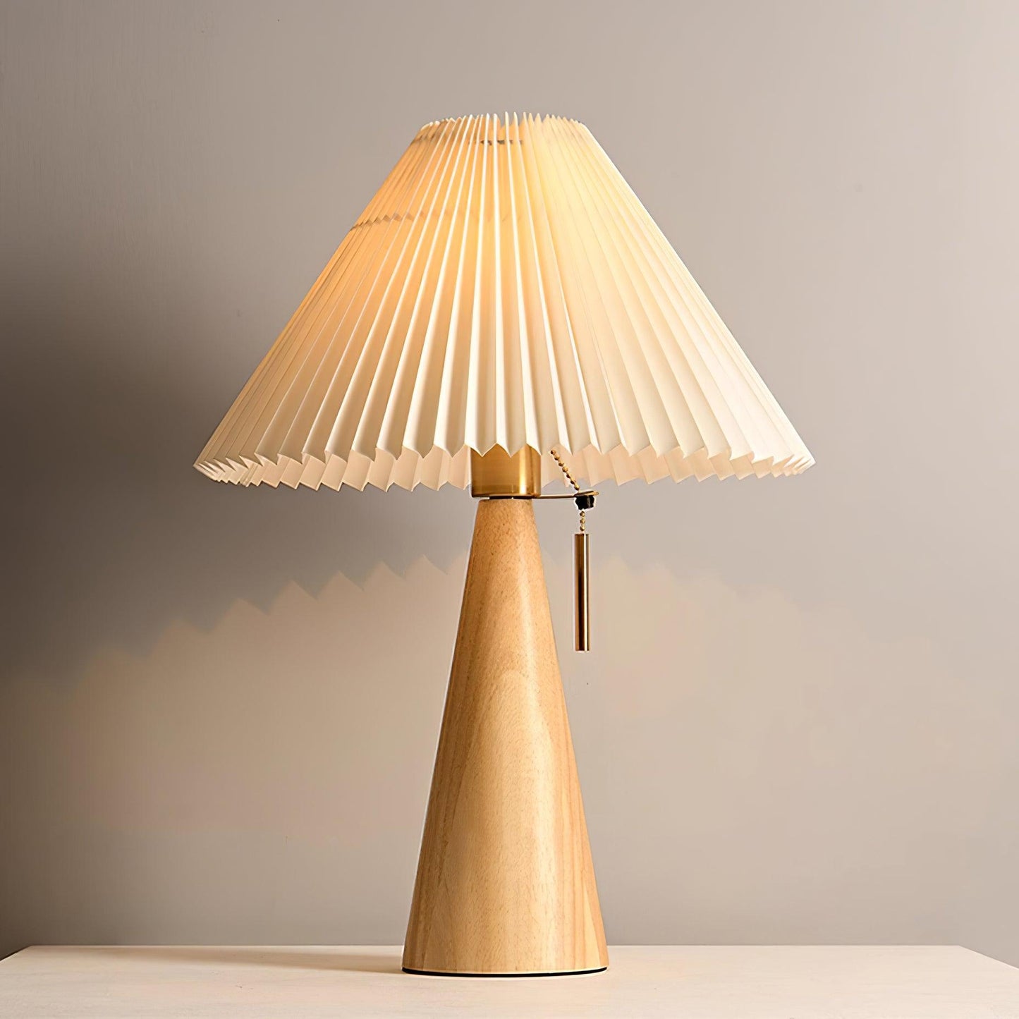 Nordic Pleated Table Lamp with Accordion Shade - Elegant Walnut Finish