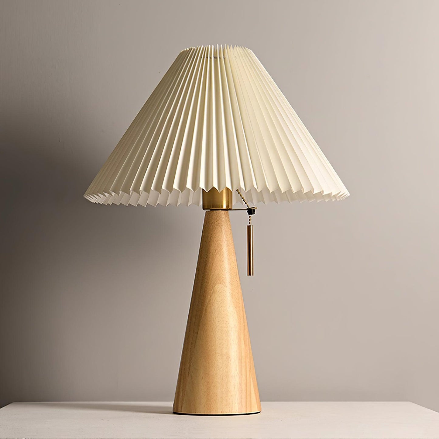 Nordic Pleated Table Lamp with Accordion Shade - Elegant Walnut Finish