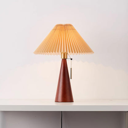 Nordic Pleated Table Lamp with Accordion Shade - Elegant Walnut Finish