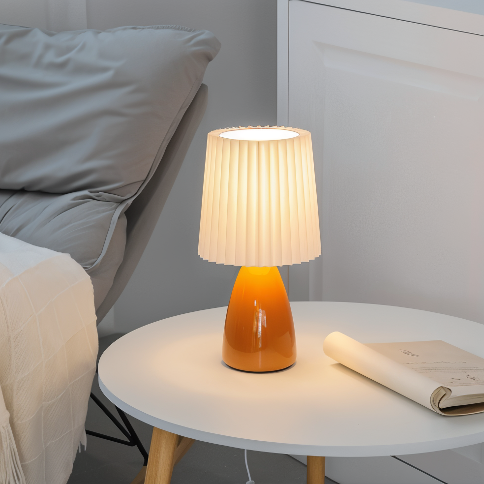 Royallure ConePleated LED Ceramic Table Lamp - Elegant Milkshake Design