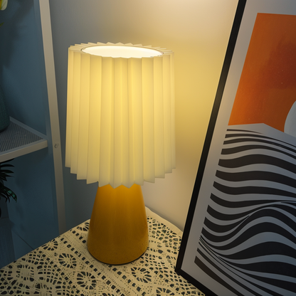 Royallure ConePleated LED Ceramic Table Lamp - Elegant Milkshake Design