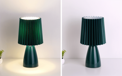 Royallure ConePleated LED Ceramic Table Lamp - Elegant Milkshake Design