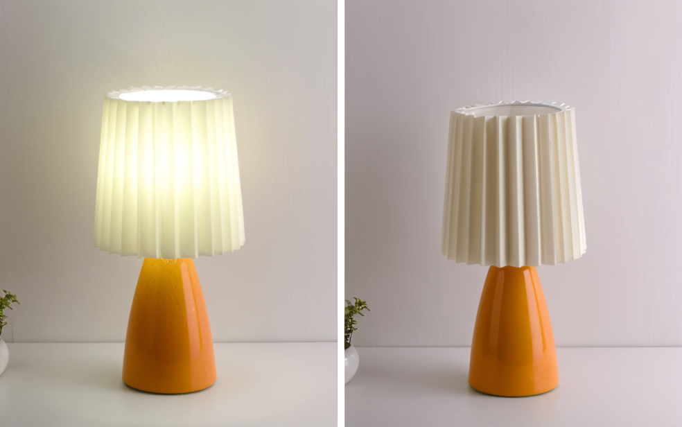 Royallure ConePleated LED Ceramic Table Lamp - Elegant Milkshake Design