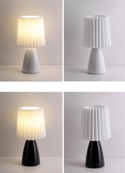 Royallure ConePleated LED Ceramic Table Lamp - Elegant Milkshake Design