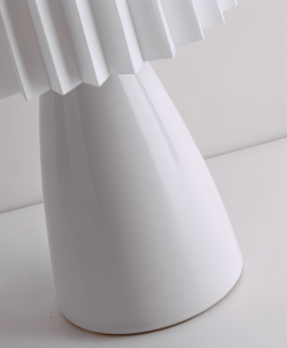 Royallure ConePleated LED Ceramic Table Lamp - Elegant Milkshake Design