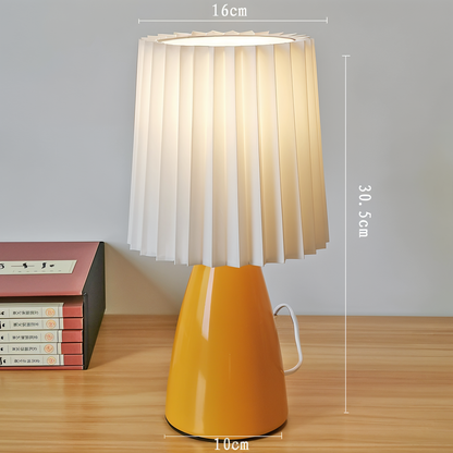 Royallure ConePleated LED Ceramic Table Lamp - Elegant Milkshake Design