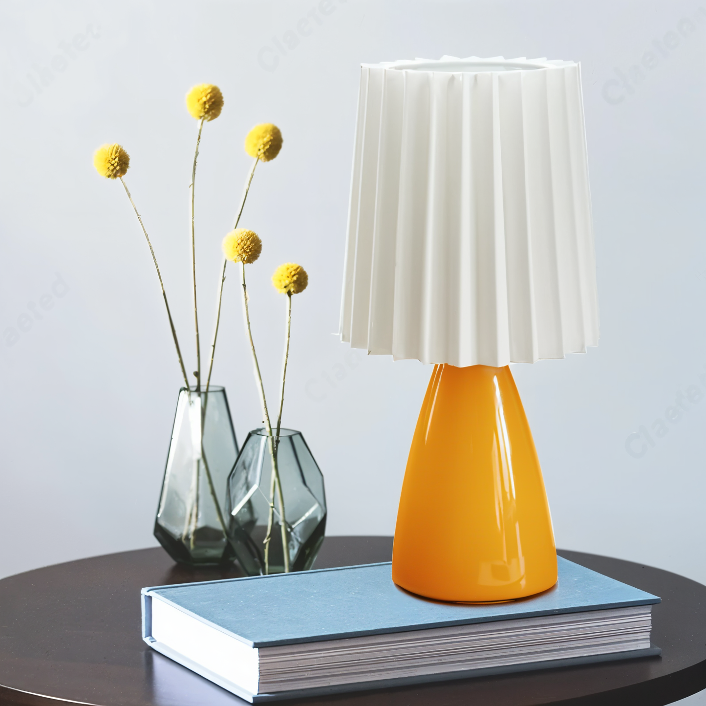 Royallure ConePleated LED Ceramic Table Lamp - Elegant Milkshake Design