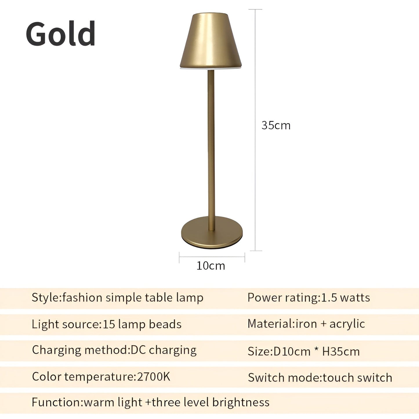 RoyaleGlow Modern LED Table Lamp with Touch Switch & USB Port for Ultimate Convenience