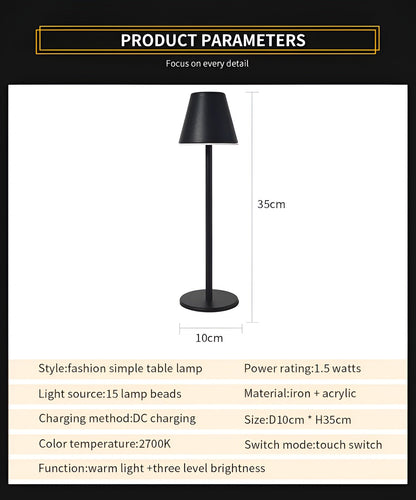 RoyaleGlow Modern LED Table Lamp with Touch Switch & USB Port for Ultimate Convenience