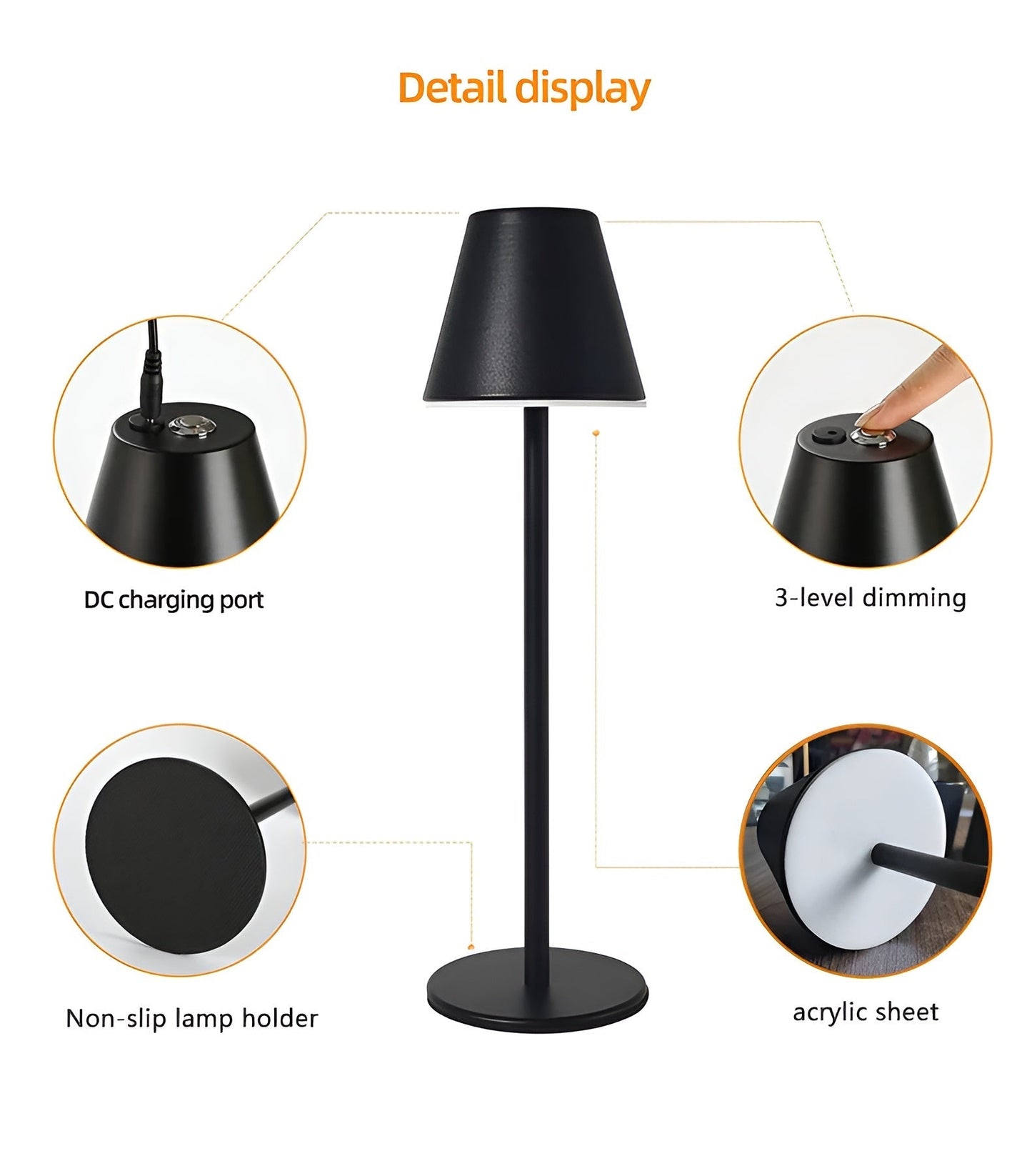 RoyaleGlow Modern LED Table Lamp with Touch Switch & USB Port for Ultimate Convenience