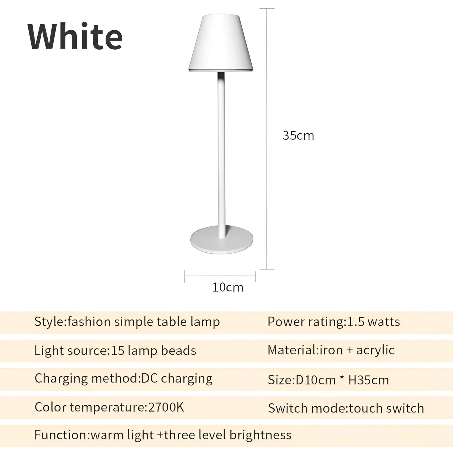 RoyaleGlow Modern LED Table Lamp with Touch Switch & USB Port for Ultimate Convenience