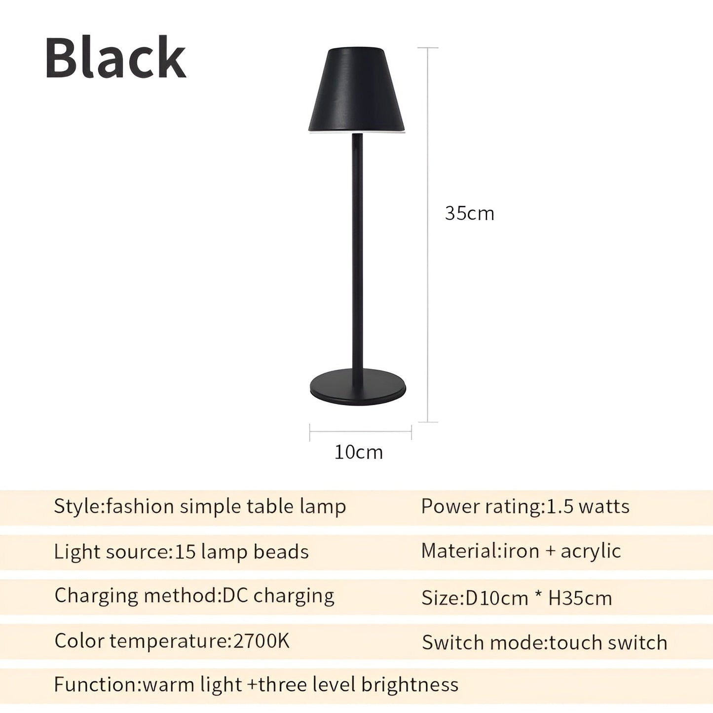 RoyaleGlow Modern LED Table Lamp with Touch Switch & USB Port for Ultimate Convenience