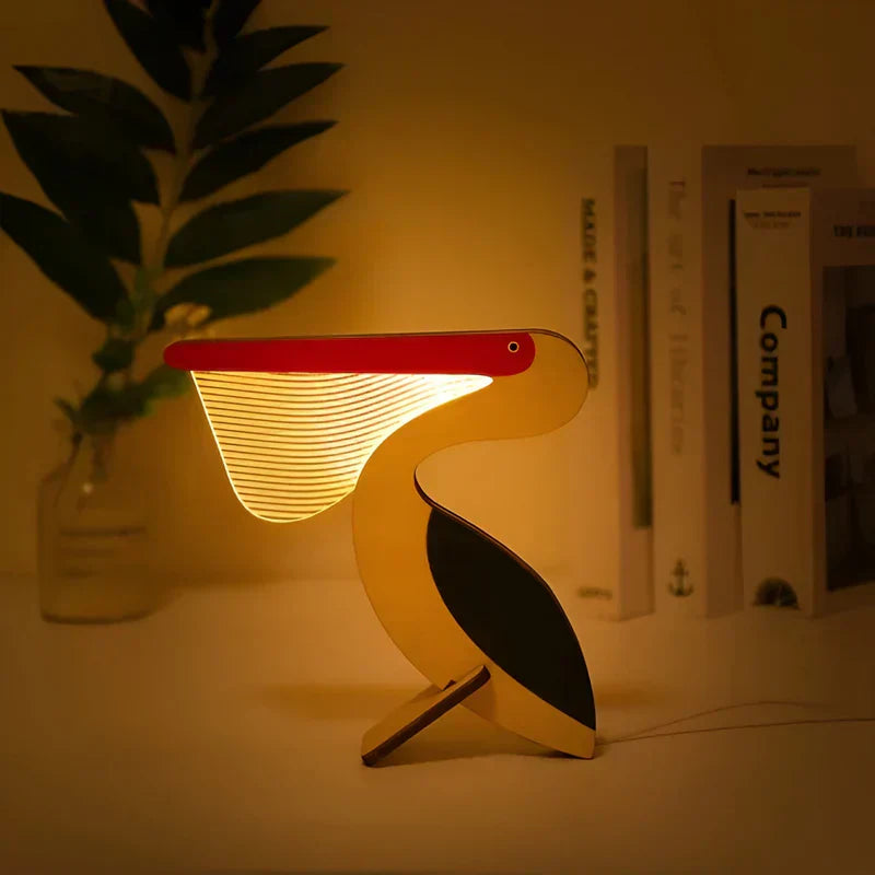 Royallure Wildlife Lamp - Stylish Acrylic Animal LED Night Light for Kids - pelican