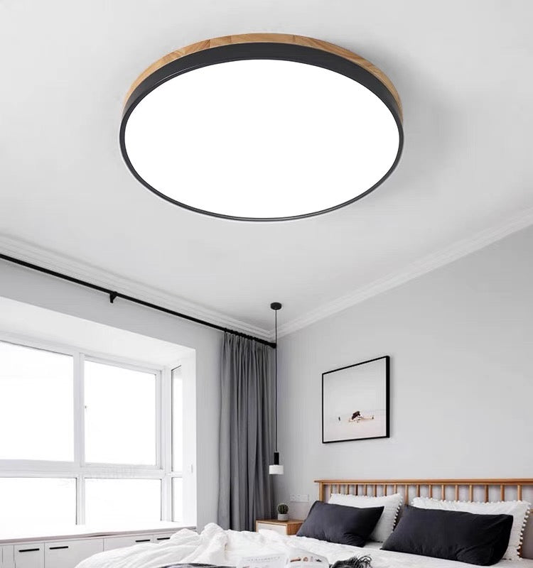 Royallure Organic Round Flush Mount Ceiling Light - Elegant LED Design - Black / D30cm*H6cm（18W) / Cold Light