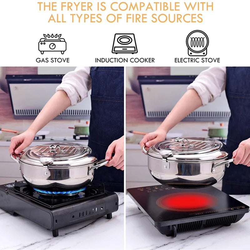 Royallure Precision Fryer with Integrated Thermometer for Perfect Cooking