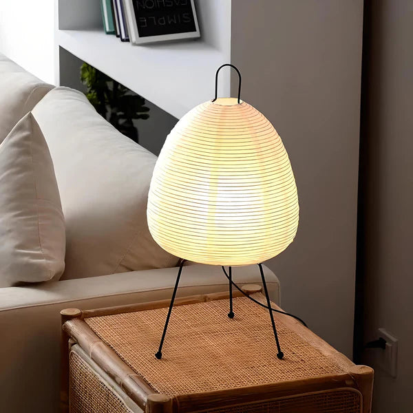 RoyaleGlow Akari Noguchi Table Lamp  – Japanese Washi Paper Lantern with Soft Ambient Glow