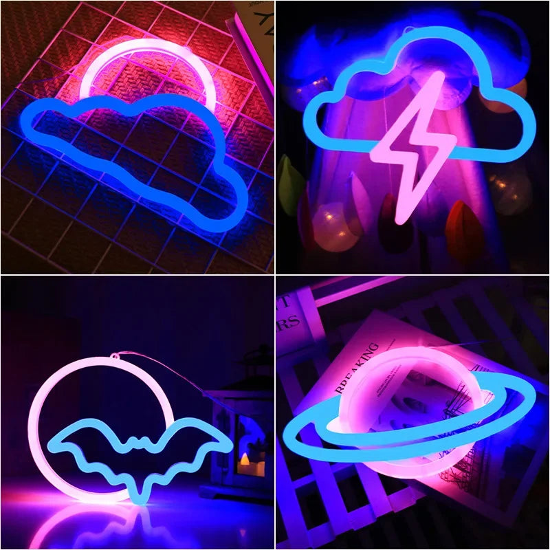 LED musical note neon light glowing in vibrant pink, ideal for room decoration.