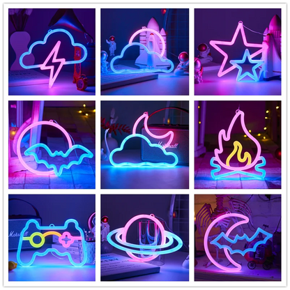 LED musical note neon light glowing in vibrant pink, ideal for room decoration.