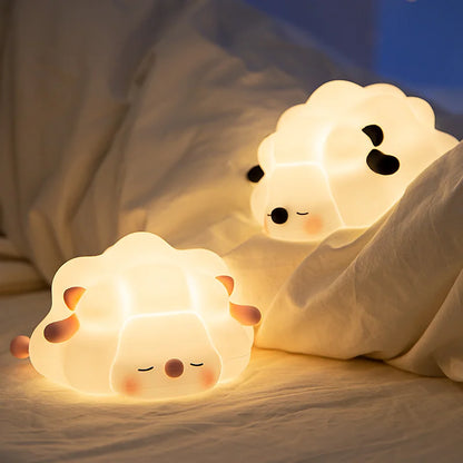 Squishy LED night light shaped like a cute animal, perfect for kids' bedrooms with 3 dimmable brightness levels and touch control.