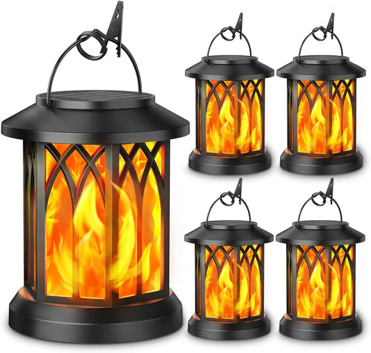 Solar flame lights outdoor, waterproof LED lanterns for garden, yard, and holiday decoration.