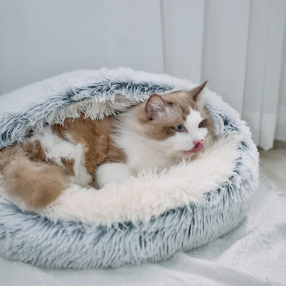 Furora Cozy Cocoon Calming Cat Bed - Plush, Ergonomic Design for Stress Relief and Joint Comfort - Machine Washable, Non-Slip Base