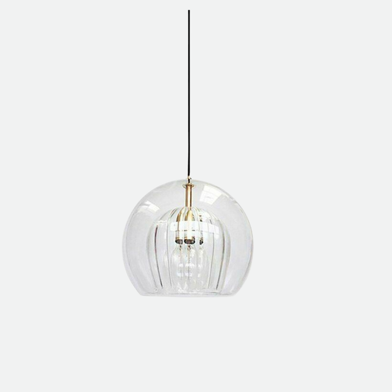 RoyaleGlow Elegant Glass Pendant Light Fixture - Modern Style & Warm Ambiance - 5.9 in / 15cm / Transparent