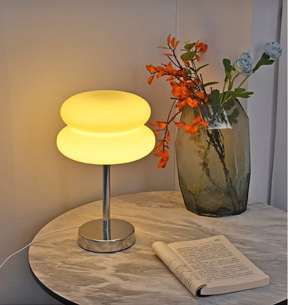 Macaron Glass Table Lamp – Sleek Modern Accent Light in Cream Yellow