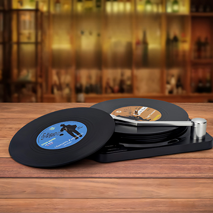 Rayvia Retro Vinyl Coasters Set for Stylish Table Protection