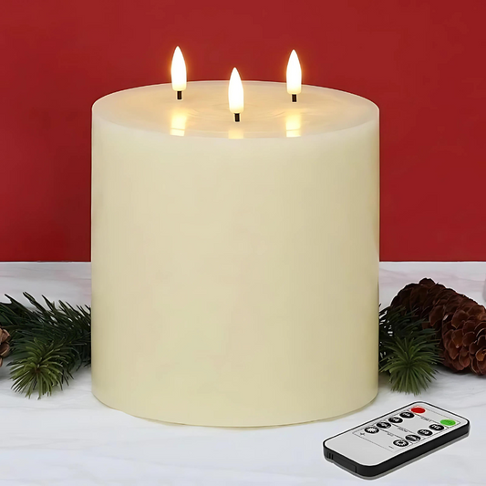 FlickerLite LED Triple Flame Candle – Remote-Controlled, Battery-Powered, Safe & Realistic Home Decor