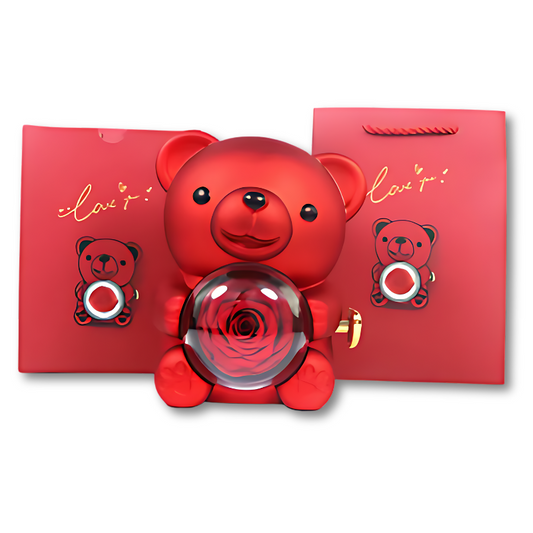 Rayvia Teddy Bear Gift Set with Eternal Rose Necklace