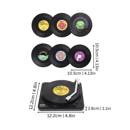 Rayvia Retro Vinyl Coasters Set for Stylish Table Protection