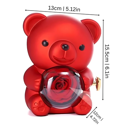 Rayvia Teddy Bear Gift Set with Eternal Rose Necklace