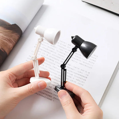 Mini LED Book Light with Clip, Foldable Small Desk Lamp for Reading, Bedside & Study - Black