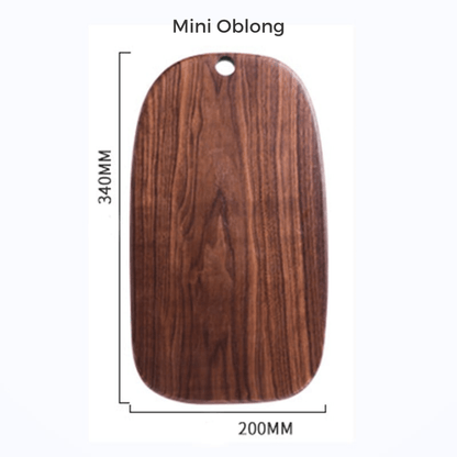 LuxRoyale Walnut Wood Chopping Board - Rustic & Durable Cutting Surface for Kitchen - Mini Oblong