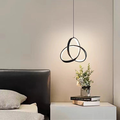 Royaleva Modern Ring Light Pendant with Unique Twisted Design - Black