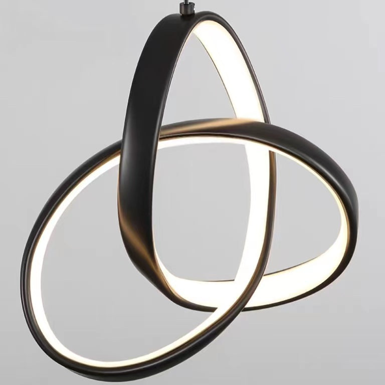 Royaleva Modern Ring Light Pendant with Unique Twisted Design - Black