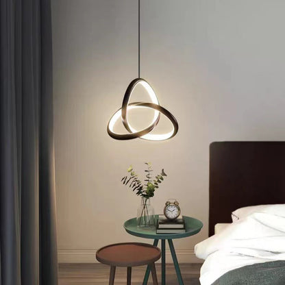 Royaleva Modern Ring Light Pendant with Unique Twisted Design - Black