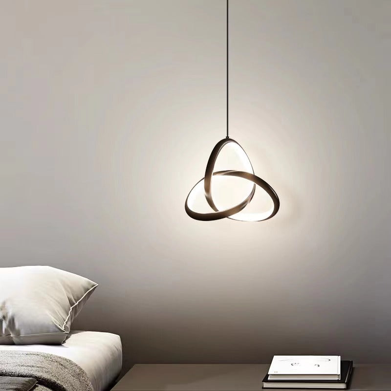 Royaleva Modern Ring Light Pendant with Unique Twisted Design - Black