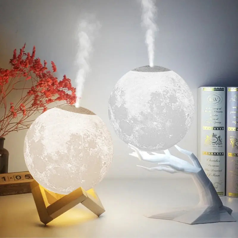 Lumora Moon Ultrasonic Air Humidifier Lamp - LED Ambient Light & Aroma Diffuser Combo