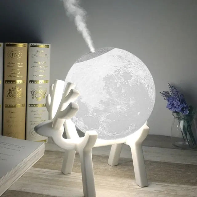 Lumora Moon Ultrasonic Air Humidifier Lamp - LED Ambient Light & Aroma Diffuser Combo