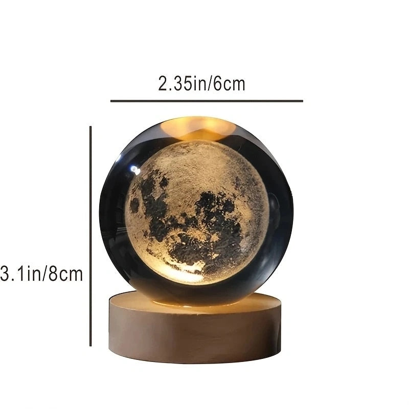 RoyaleGlow 3D Moon Crystal Ball Lamp - Enchanting Night Light - Default Title