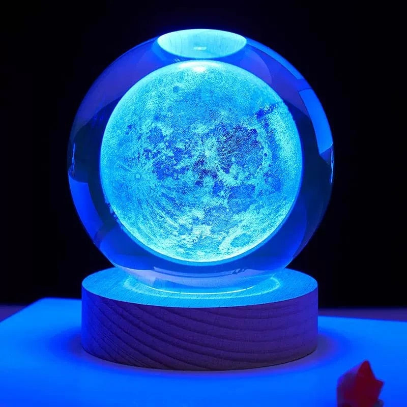 RoyaleGlow 3D Moon Crystal Ball Lamp - Enchanting Night Light - Default Title