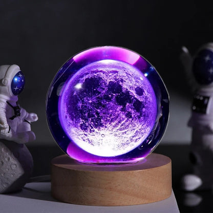 RoyaleGlow 3D Moon Crystal Ball Lamp - Enchanting Night Light - Default Title