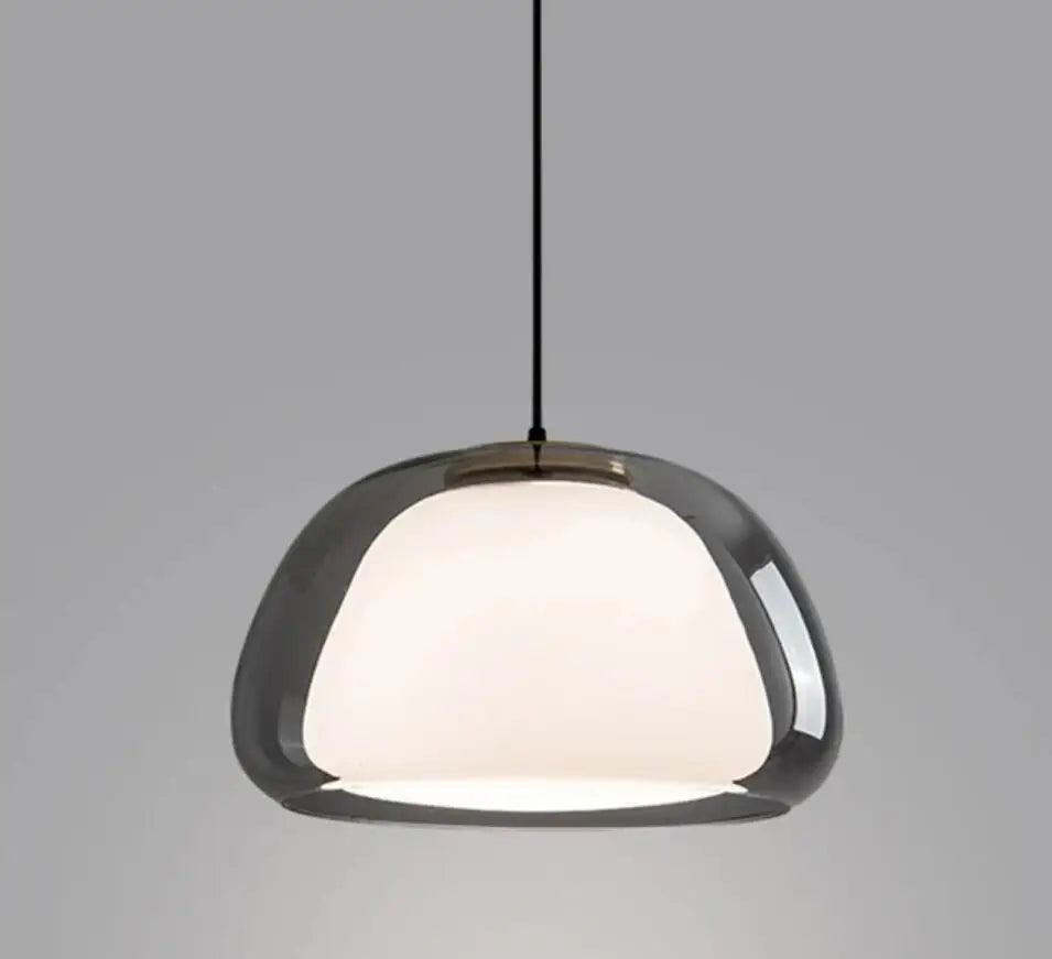 RoyaleGlow Stylish Denmark-Inspired Double Glass Pendant Light Fixture - Gray / Small / Warm White