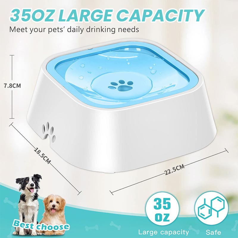 Pawellure No-Mess Slow-Drink Pet Water Bowl with Anti-Spill Design - Keeps Pets Dry & Floors Clean