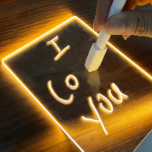 Creative LED noteboard with glowing message, USB-powered, perfect for writing notes, decorations, and gifting for children or girlfriend.