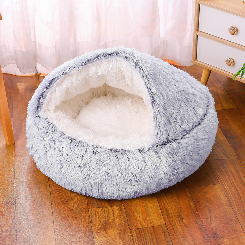 FurLuxe CozyNest Anxiety Relief Pet Bed for Small Dogs - Self-Warming Faux Fur Design, Machine Washable