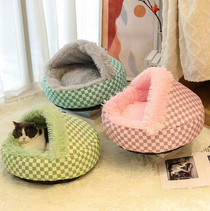 Furora Cozy Cave Bed for Cats & Small Dogs - Plush Anxiety Relief Sanctuary