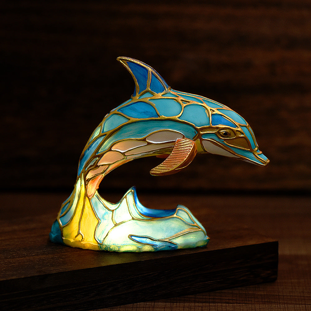 Royallure Mermaid Stained Glass Animal Lamp – 12 Captivating Designs - Dolphin